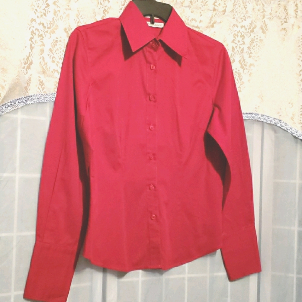 CAPACITY UNLIMITED RED COTTON STRETCH SHIRT SZ M